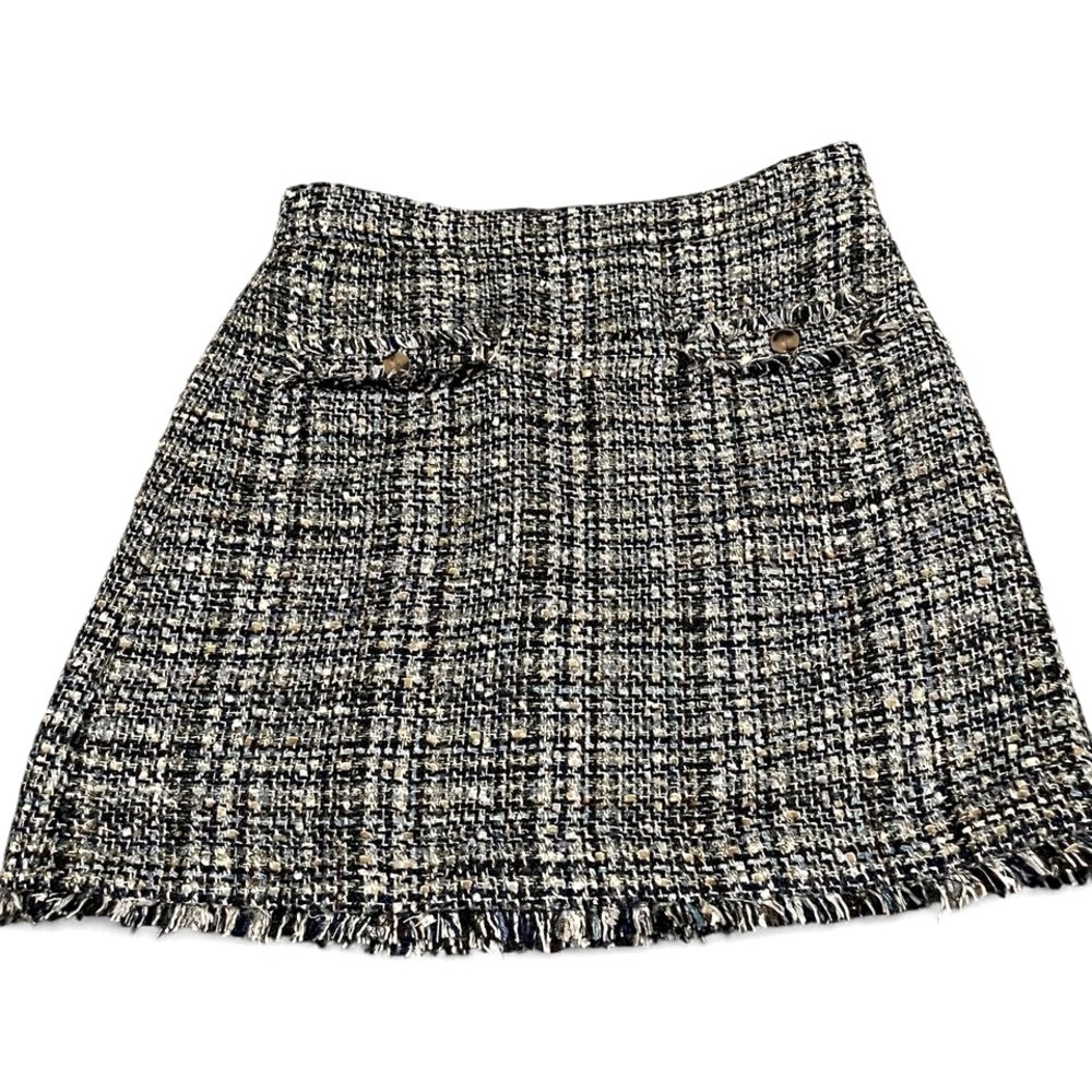 Ann Taylor Black and White Tweed A-Line Skirt